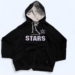 VNTG Y2K Cl Sport Lincoln Stars Hockey Hoodie XXL Lace-Up Pullover Mesh Lined